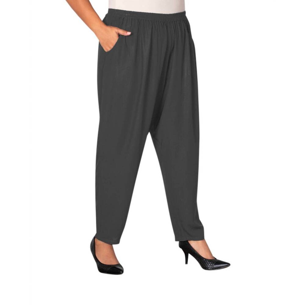 NEW ON THE PLUS SIDE tailored leg rayon pants - plus in gray
